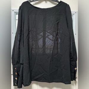 Woman’s SHEIN Button-Back Blouse Black Gold (727)
